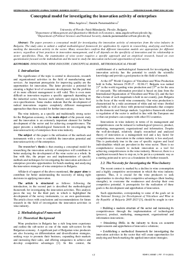 (PDF) Conceptual model for investigating the innovation activity of ...