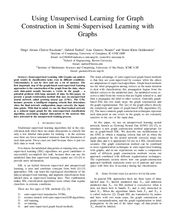 (PDF) Using Unsupervised Learning for Graph Construction in Semi ...