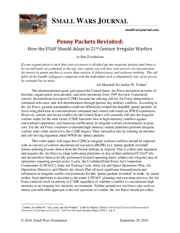 (PDF) Penny Packets Revisited How the USAF Should Adapt to 21 st