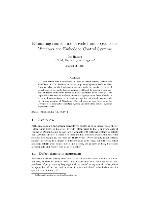 (PDF) Estimating Source Lines of Code from Object Code