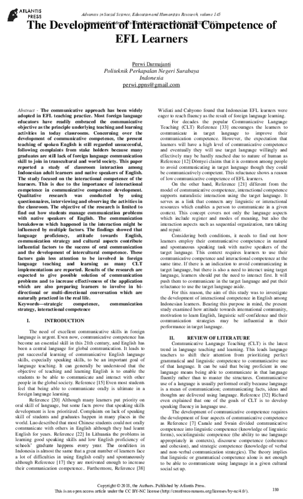 (PDF) The Development of Interactional Competence of EFL Learners