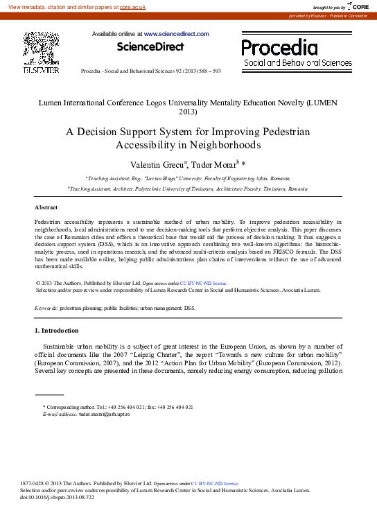 (PDF) A Decision Support System for Improving Pedestrian Accessibility ...