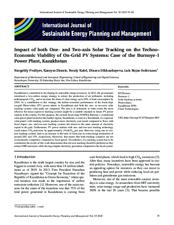 (PDF) Impact of both One- and Two-axis Solar Tracking on the Techno ...
