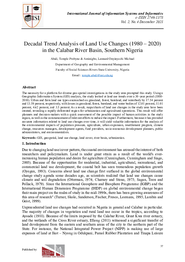 (PDF) Decadal Trend Analysis of Land Use Changes (1980 -2020) in the ...