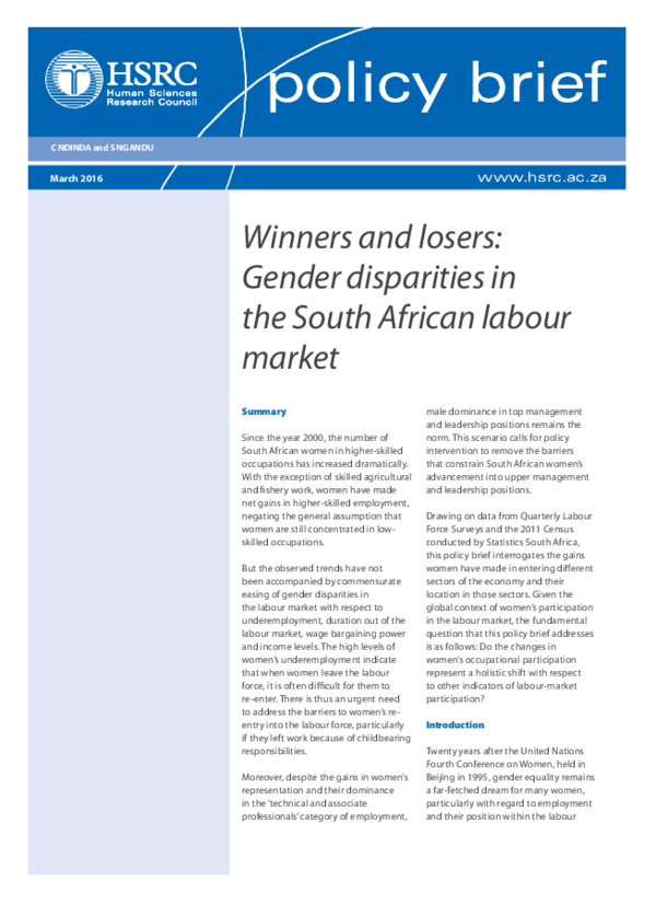 (PDF) Winners and losers: gender disparities in the South African ...