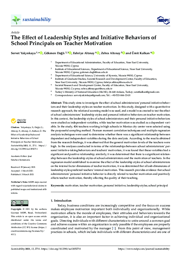 (PDF) The Effect of Leadership Styles and Initiative Behaviors of ...
