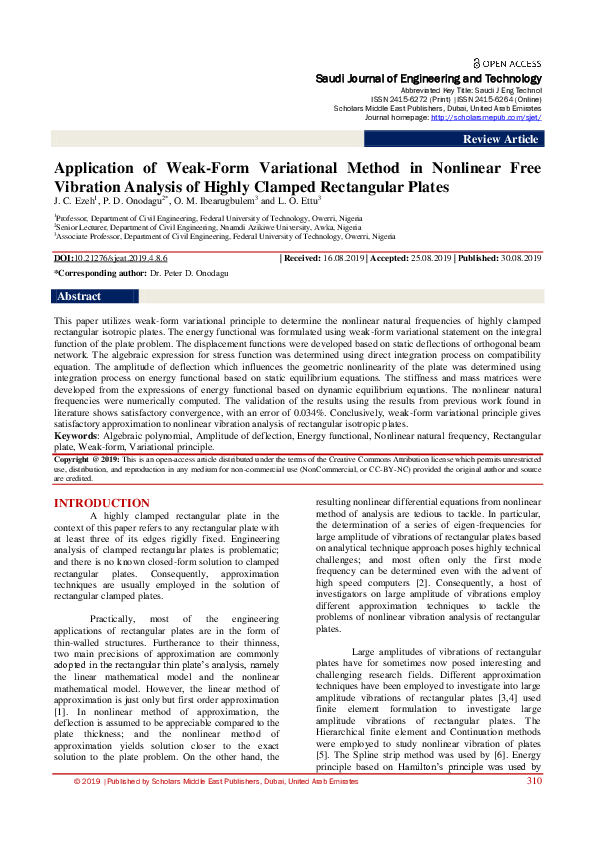 (PDF) Application of Weak-Form Variational Method in Nonlinear Free ...