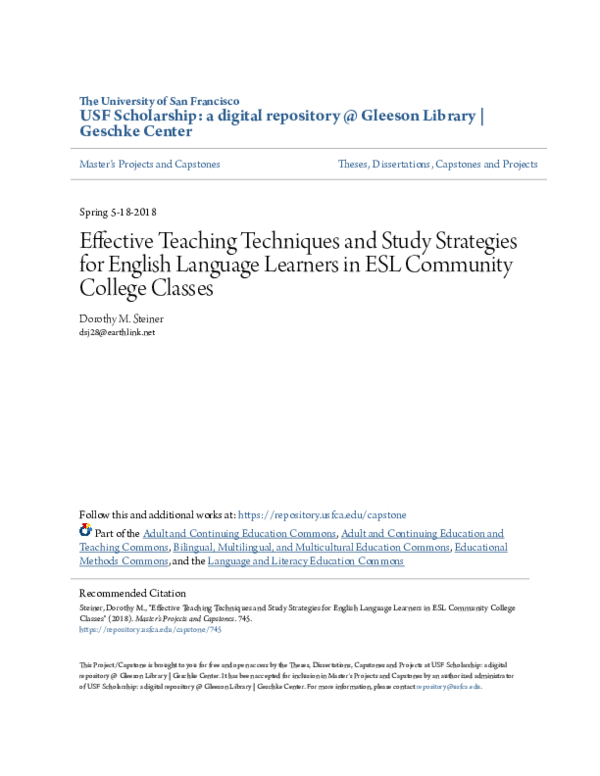 (PDF) Effective Teaching Techniques and Study Strategies for English ...