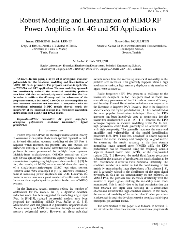 (PDF) Robust Modeling and Linearization of MIMO RF Power Amplifiers for ...