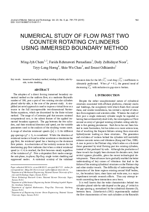 (PDF) Numerical study of flow past two counter rotating cylinders using ...
