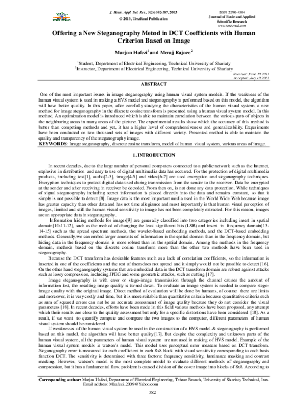 (PDF) Offering a New Steganography Metod in DCT Coefficients with Human ...