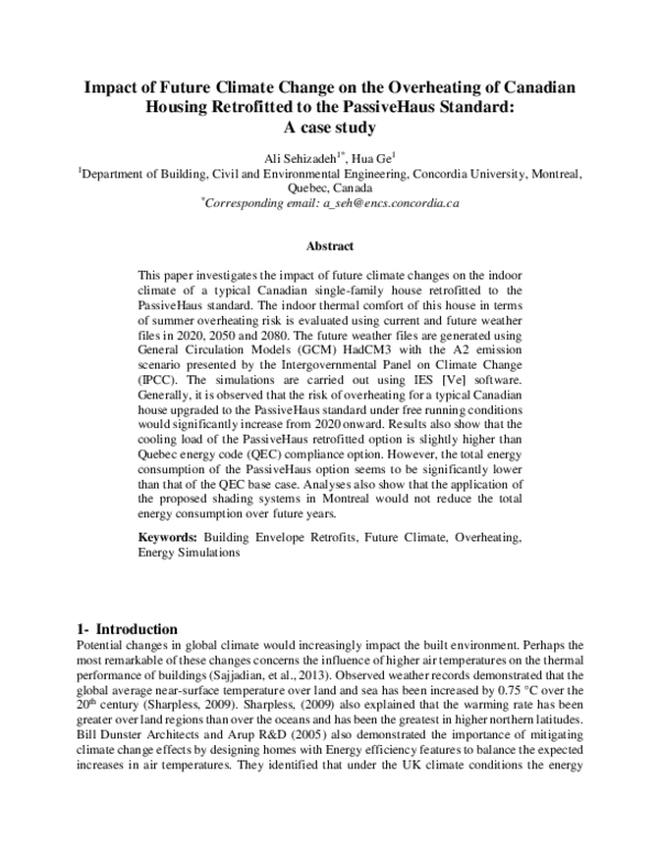 (PDF) Impact of Future Climate Change on the Overheating of Canadian ...