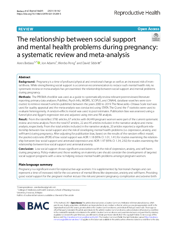 (PDF) The relationship between social support and mental health ...