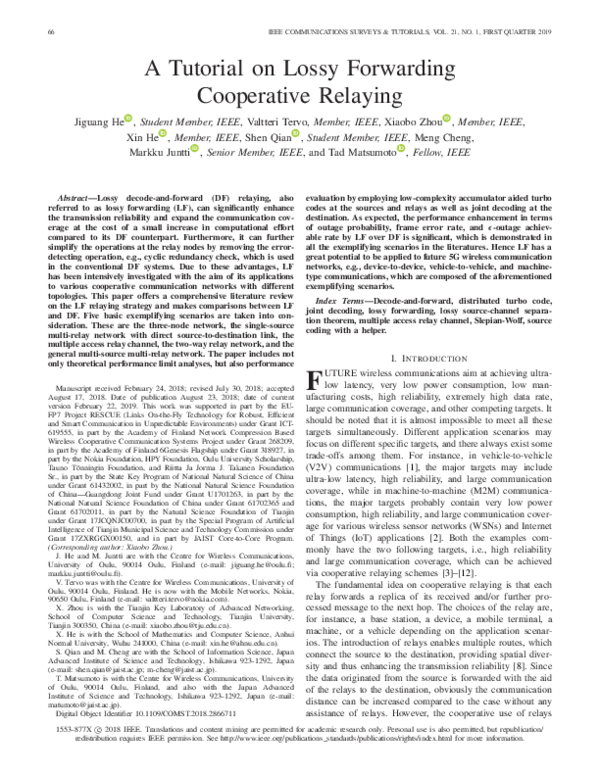 (PDF) A Tutorial on Lossy Forwarding Cooperative Relaying