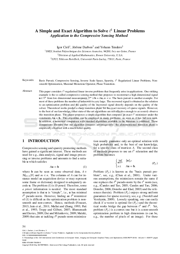 (PDF) A Simple and Exact Algorithm to Solve l1 Linear Problems ...