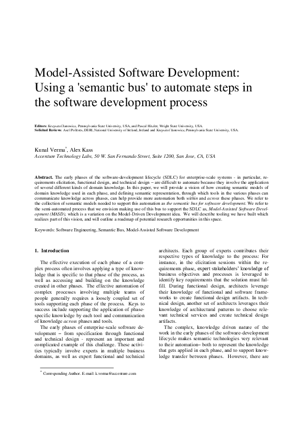 (PDF) Model-Assisted Software Development: Using a 'semantic bus' to ...