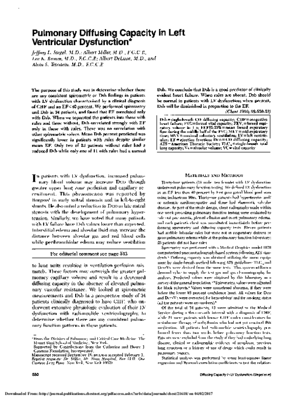 (PDF) Pulmonary diffusing capacity in left ventricular dysfunction