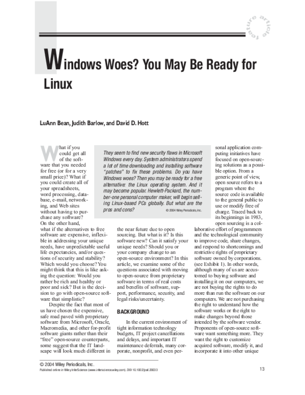 (PDF) Windows woes? You may be ready for Linux