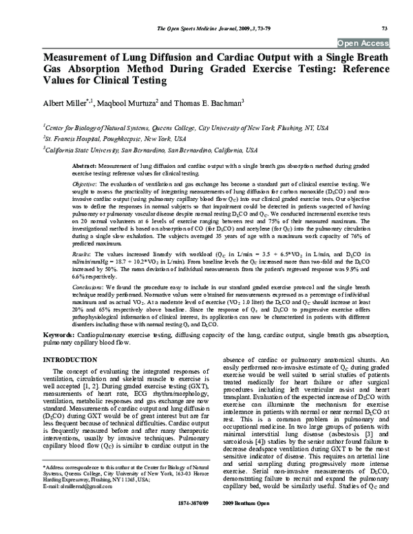 (PDF) Measurement of Lung Diffusion and Cardiac Output with a Single ...