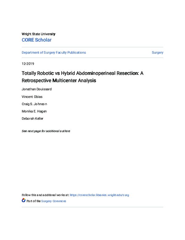 (PDF) Totally Robotic versus Hybrid Abdominoperineal Resection: A ...