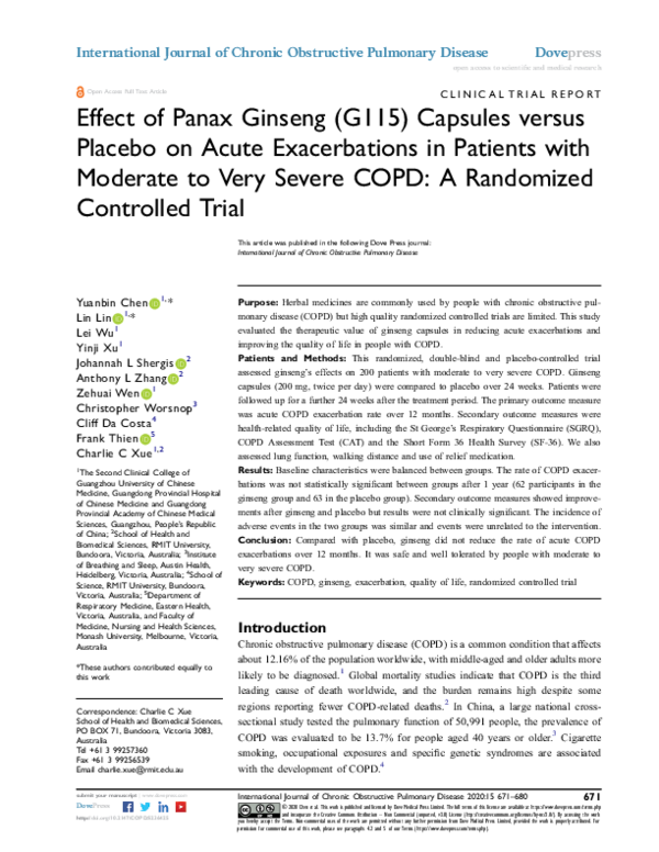 (PDF) Effect of Panax Ginseng (G115) Capsules versus Placebo on Acute ...