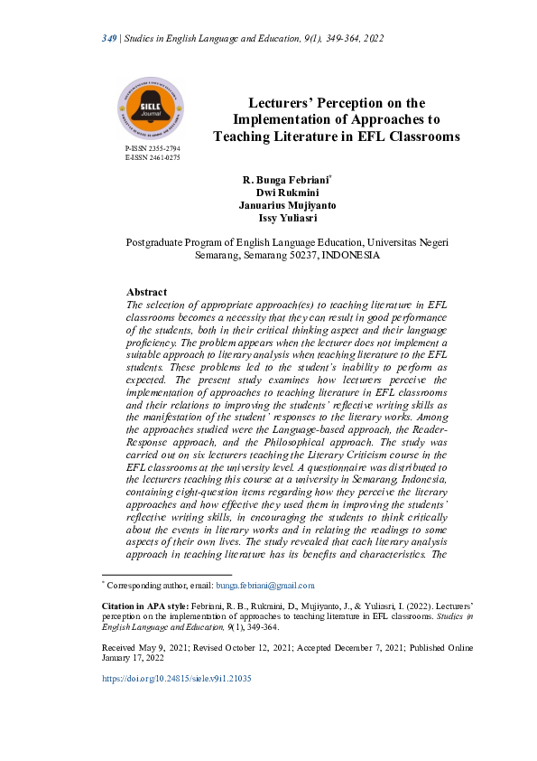 (PDF) Lecturers’ perception on the implementation of approaches to ...