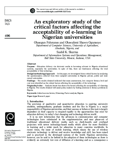 (PDF) An exploratory study of the critical factors affecting the ...