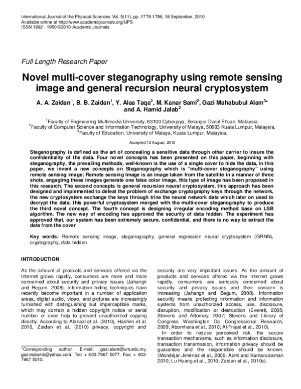 (PDF) Novel multi-cover steganography using remote sensing image and ...