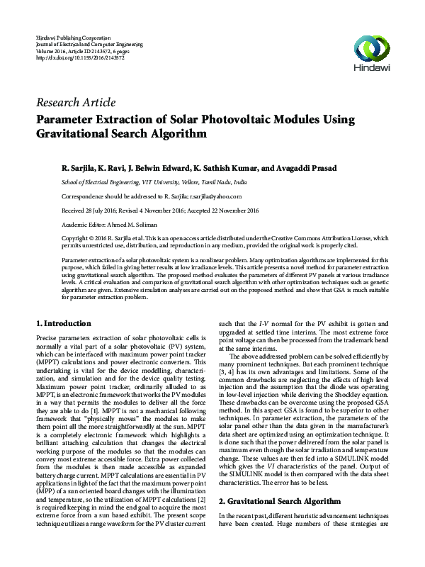 (PDF) Parameter Extraction of Solar Photovoltaic Modules Using ...