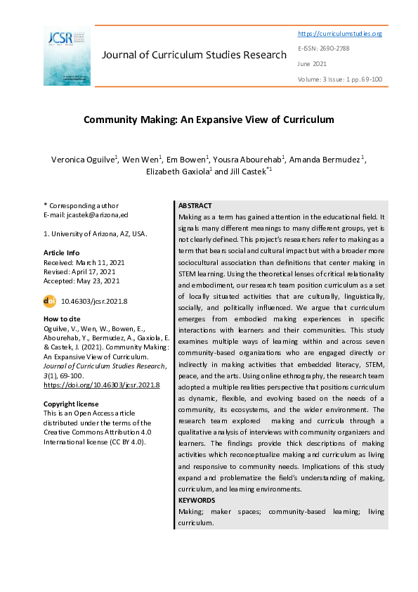  PDF Community Making An Expansive View Of Curriculum Jill Castek 