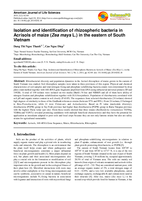 (PDF) Isolation and Identification of Rhizospheric Bacteria in Acrisols ...