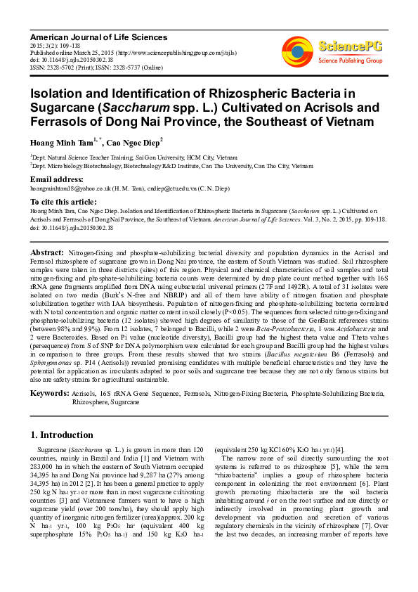 (PDF) Isolation and Identification of Rhizospheric Bacteria in ...