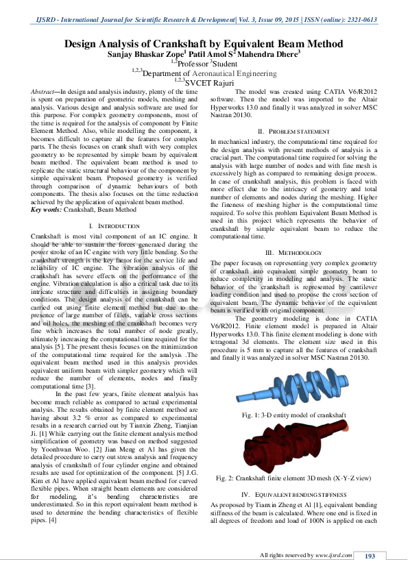 (PDF) Design Analysis of Crankshaft by Equivalent Beam Method sanjay