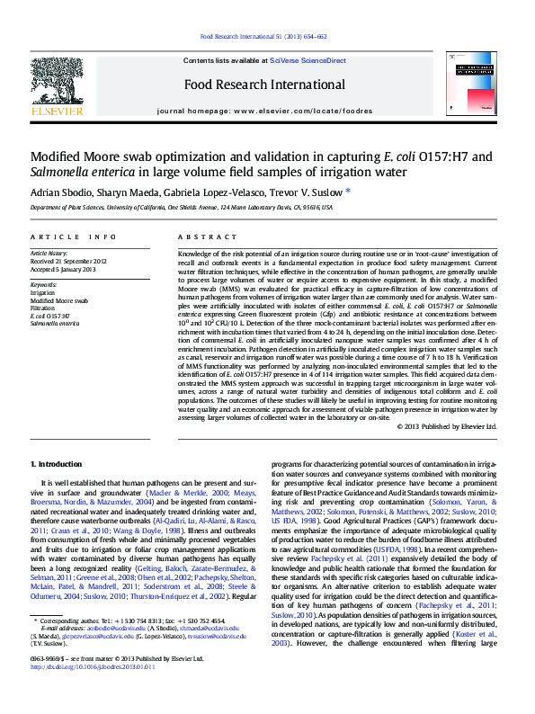 (PDF) Moore swab optimization and validation in capturing E . coli O ...