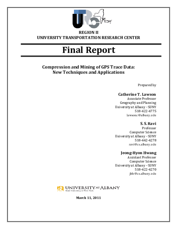 (PDF) Compression and Mining of GPS Trace Data: New Techniques and ...