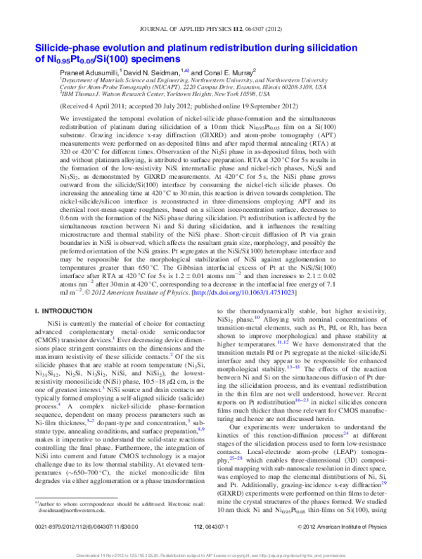 (PDF) Silicide-phase evolution and platinum redistribution during ...