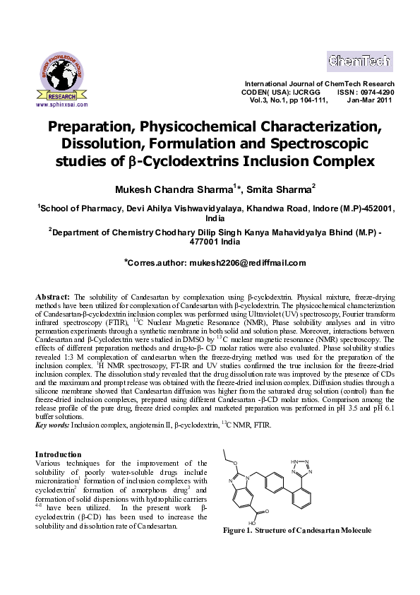 (PDF) Preparation, physicochemical characterization and in vitro ...