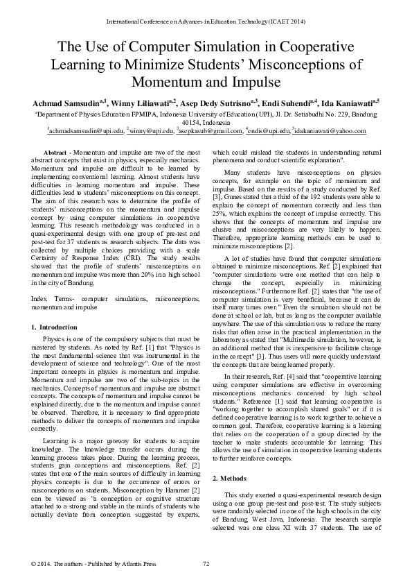 (PDF) The Use of Computer Simulation in Cooperative Learning to ...
