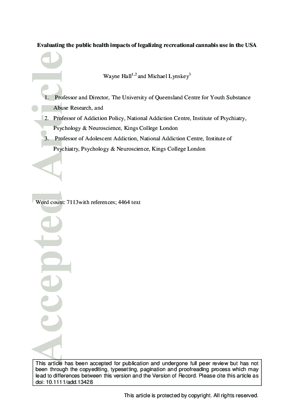 (PDF) Assessing the public health impacts of legalising recreational ...