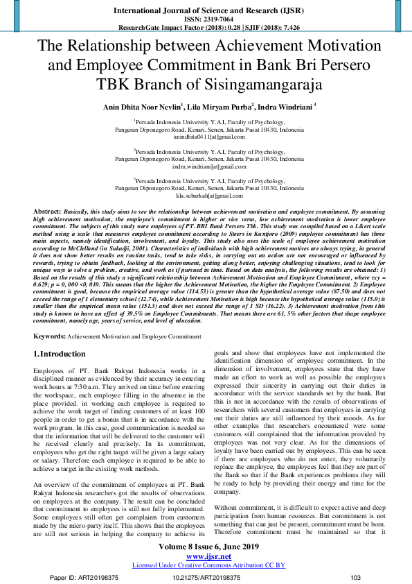 (PDF) The Relationship between Achievement Motivation and Employee ...