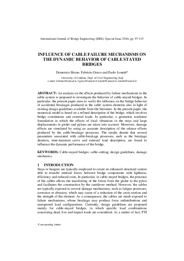 (PDF) Influence of Cable Failure Mechanisms on the Dynamic Behavior of ...