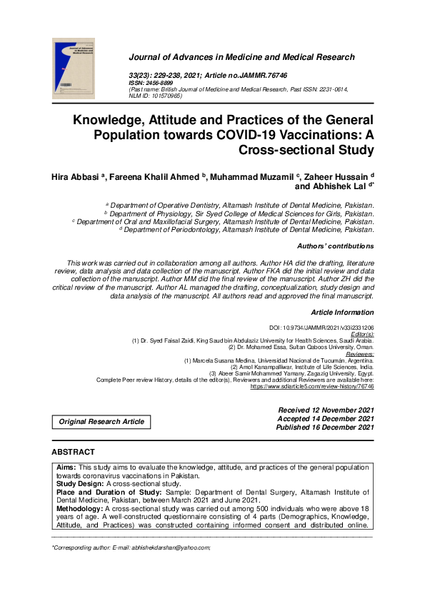 (PDF) Knowledge, Attitude and Practices of the General Population ...