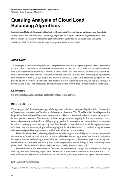 (PDF) Queuing Analysis of Cloud Load Balancing Algorithms