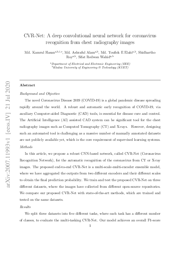 (PDF) CVR-Net: A deep convolutional neural network for coronavirus ...