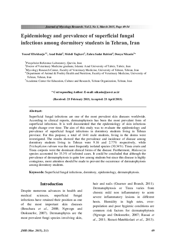 (PDF) Epidemiology and prevalence of superficial fungal infections ...