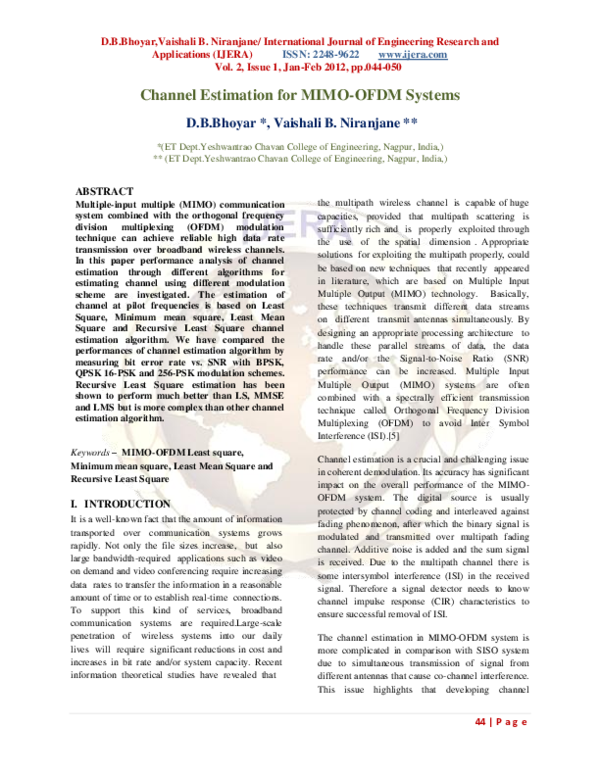 (PDF) Channel Estimation for MIMO-OFDM Systems