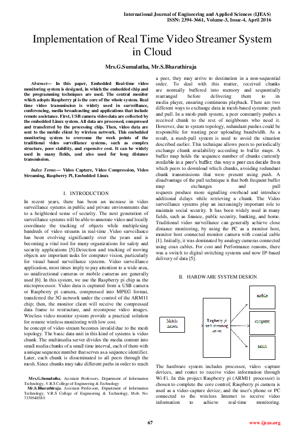 (PDF) Implementation of Real Time Video Streamer System in Cloud Mrs