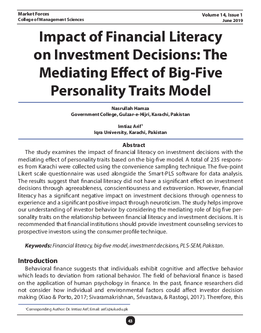 (PDF) Impact of Financial Literacy on Investment Decisions: The ...
