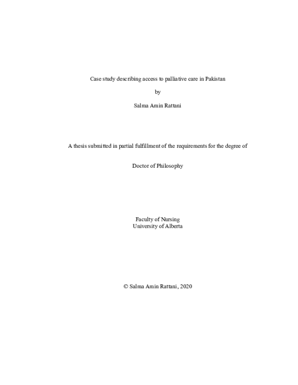 (PDF) Case Study Describing Access to Palliative Care in Pakistan