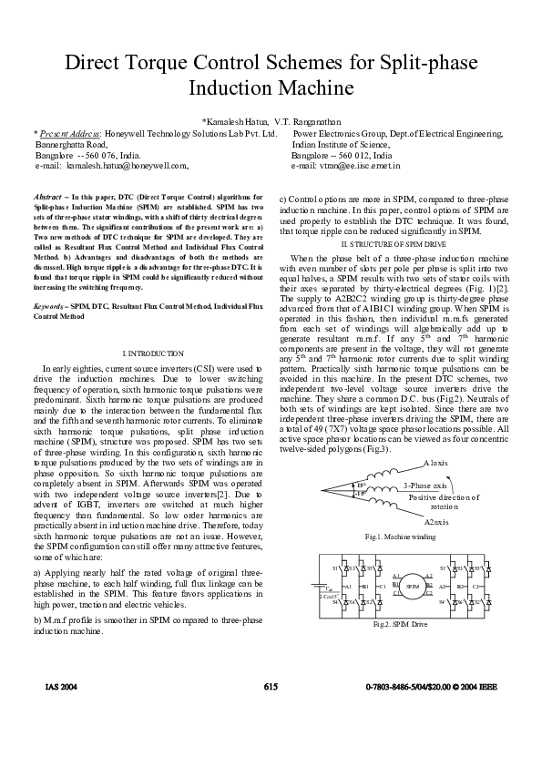 (PDF) Direct Torque Control Schemes for Split-Phase Induction Machine